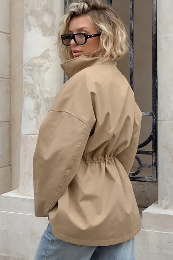 Barnfit Midi Drawstring Trench Coat - Image 4