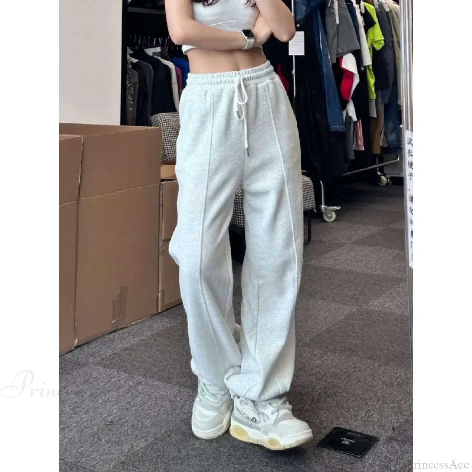 Basic Grey Knit Jogger Pants - Image 4