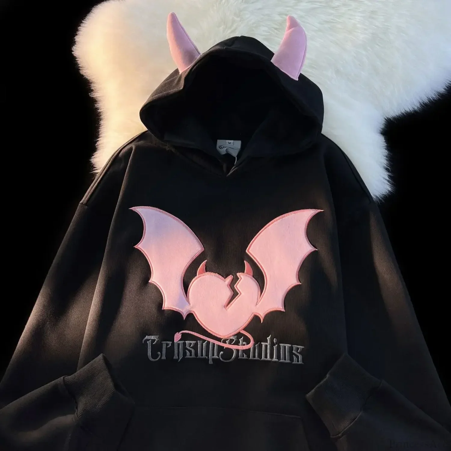 Bat Embroidery Harajuku Hoodie - Image 2
