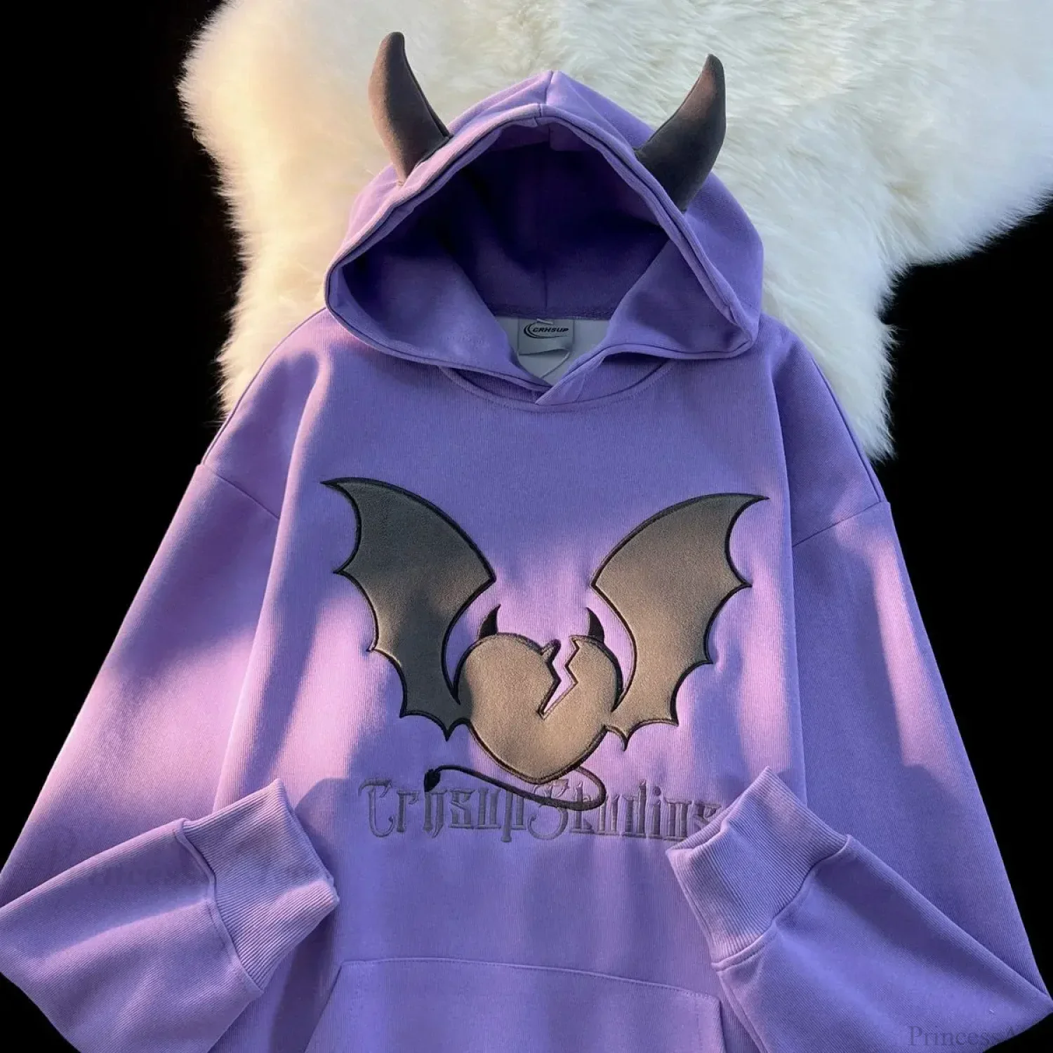 Bat Embroidery Harajuku Hoodie - Image 3