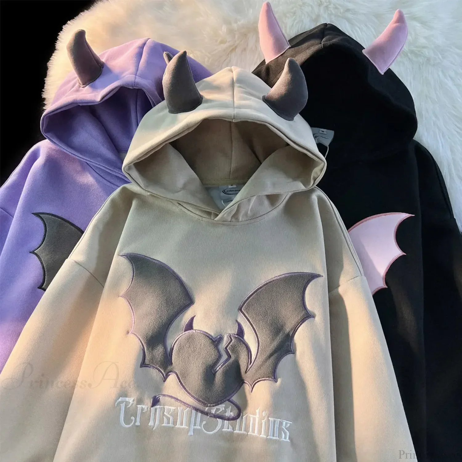 Bat Embroidery Harajuku Hoodie - Image 4