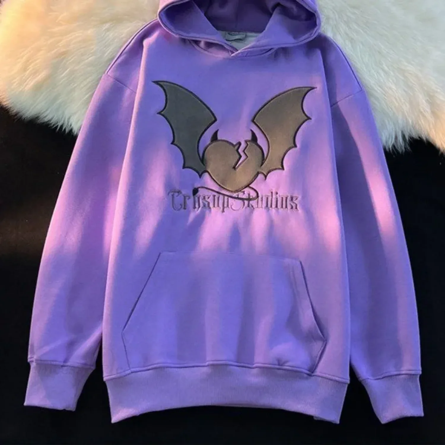 Bat Embroidery Harajuku Hoodie - Image 6