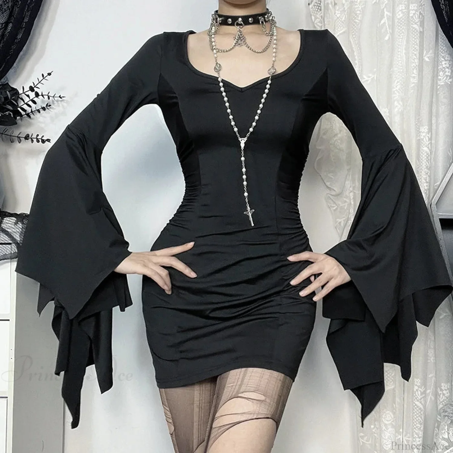 Batwing Lengthy Sleeve Mini Dress - Image 2