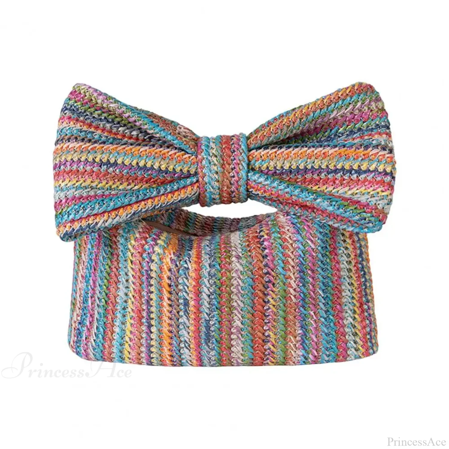 Beach Bow Crescent Shape Straw Clutch Wristlet - Image 8