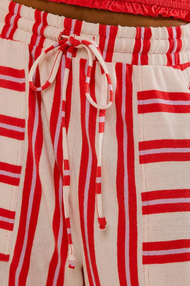Beach Style Striped Drawstring Wide Leg Pants - Image 15