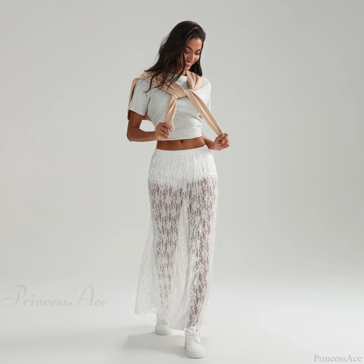 Beachwear Floral Lace Lotus Edge Perspective Long Skirt - Image 2