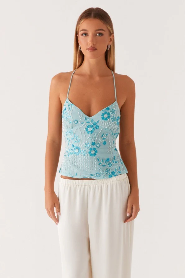 Beaded Exquisite Heavy Work One-Piece Cami Top - Image 4