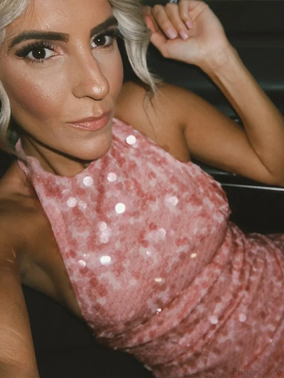 Beaded Sequin Glitter Mini Dress - Image 2