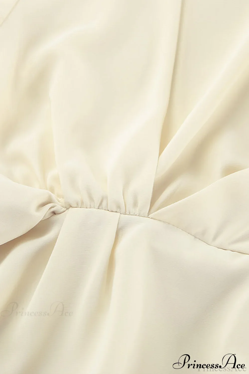 Beige Chiffon Tie Waist Flared Sleeve Blouse - Image 4