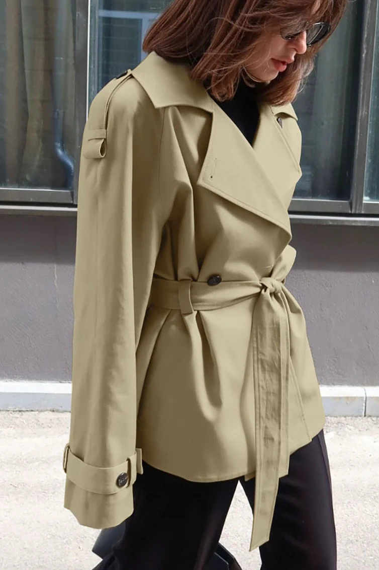 Belted Collared Loose Fit Jacket - Image 3