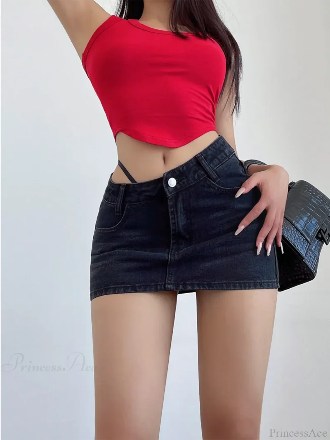 Beveled Cordage Raw Hem Skirt - Image 2