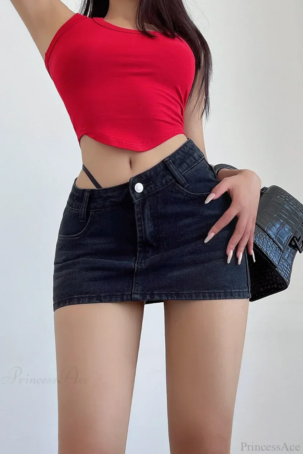 Beveled Cordage Raw Hem Skirt - Image 3