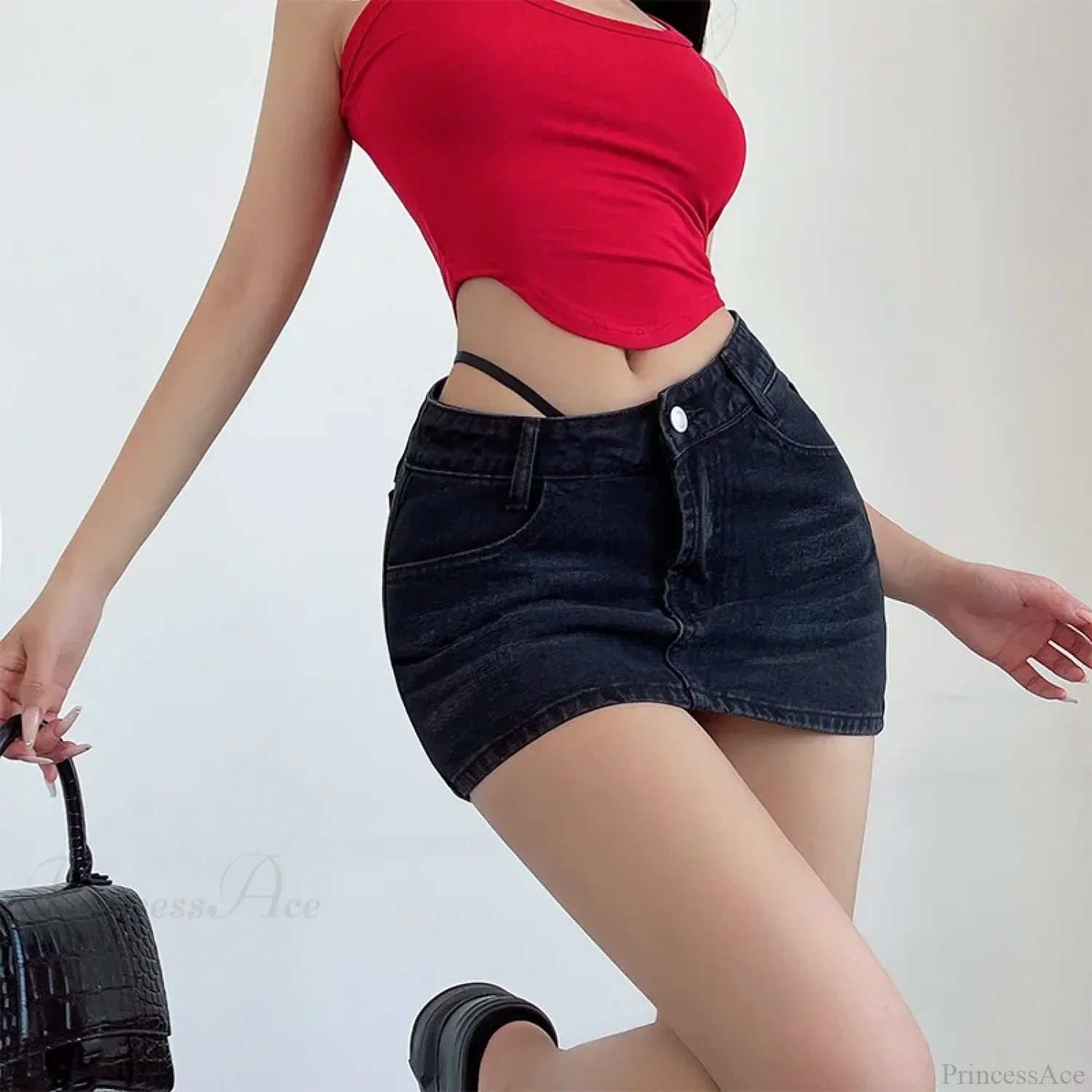 Beveled Cordage Raw Hem Skirt - Image 4