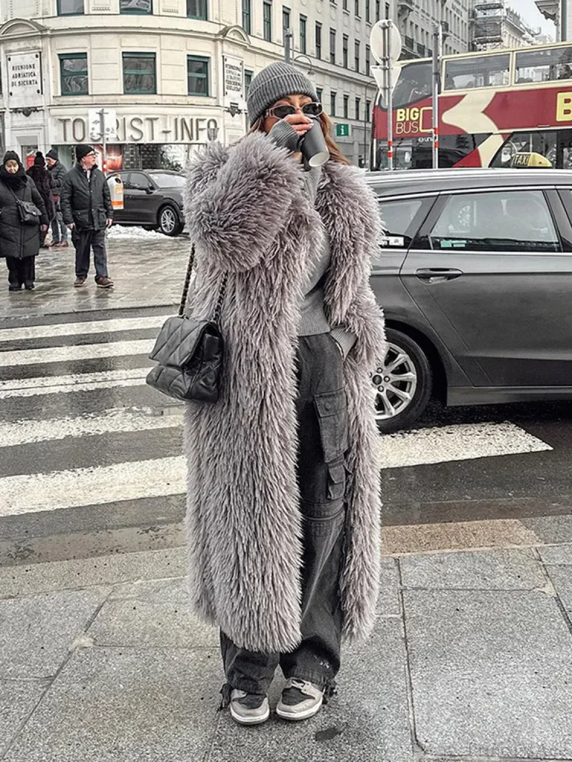 Big Lapel Long Fox Fur Coat - Image 5