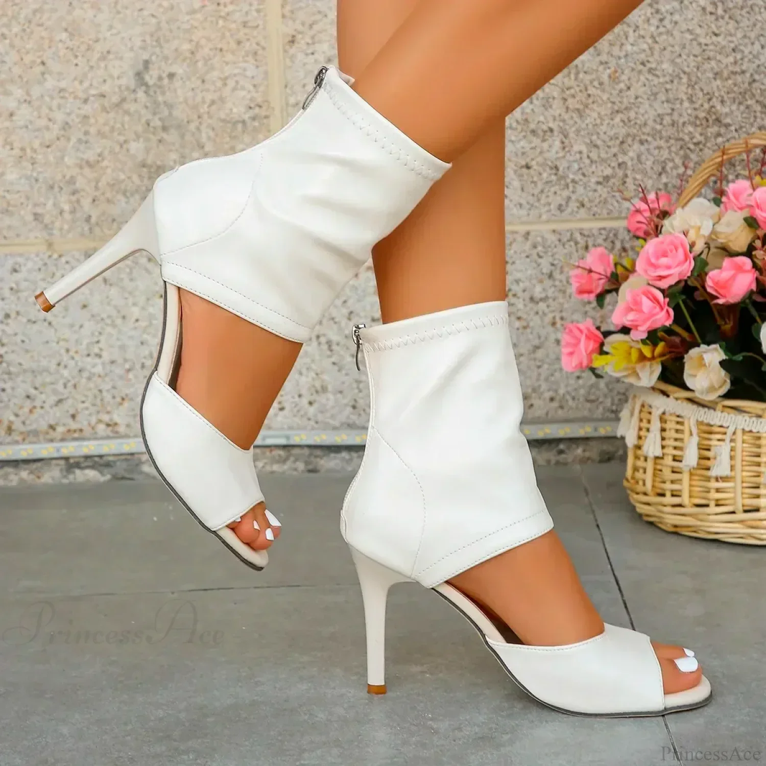 Black Flock Platform 14CM Thin Heel Round Head Shallow Mouth Slip-on Party Pumps High Heel - Image 5