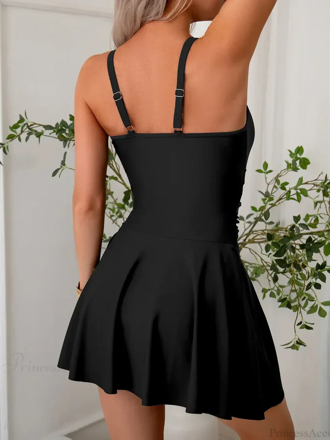 Black Mesh Patchwork One Piece Swimsuit - Image 6
