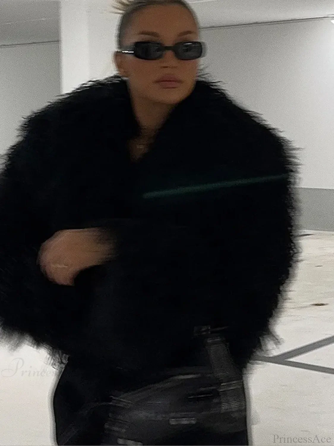 Black Oversized Fluffy Winter Coat - Image 2