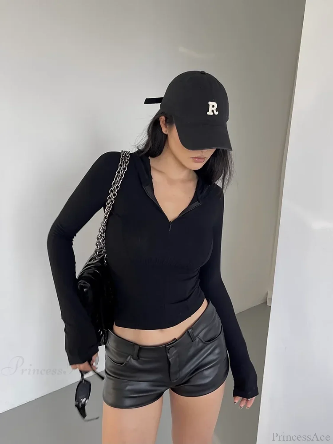 Black PU High Waist Short - Image 2