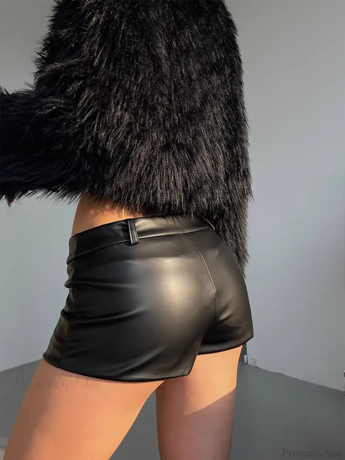 Black PU High Waist Short - Image 4