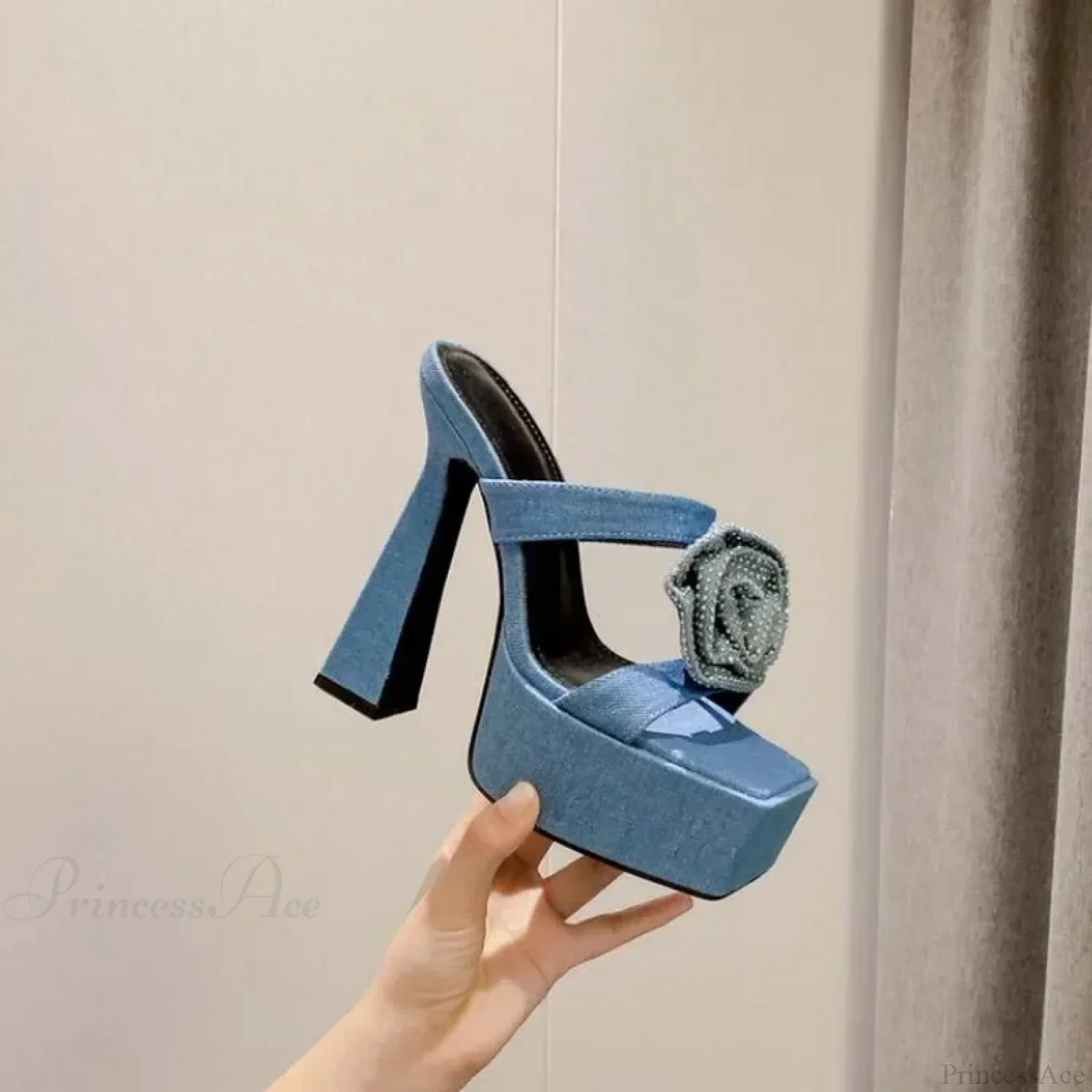 Black Roman Elastic Fabric Sexy Peep Toe Slip-on Thin High Heel Mid Calf Cool Booties Modern High Heel - Image 2