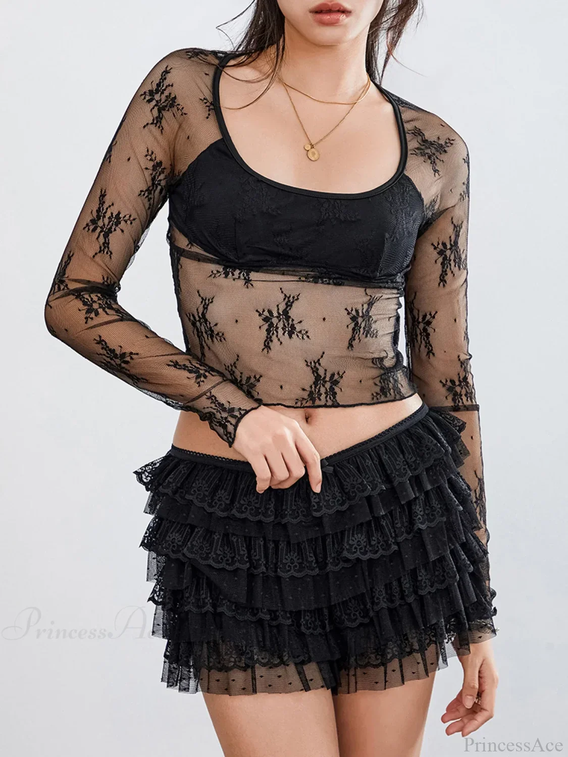 Black Ruffle Lace Bloomer Short - Image 5