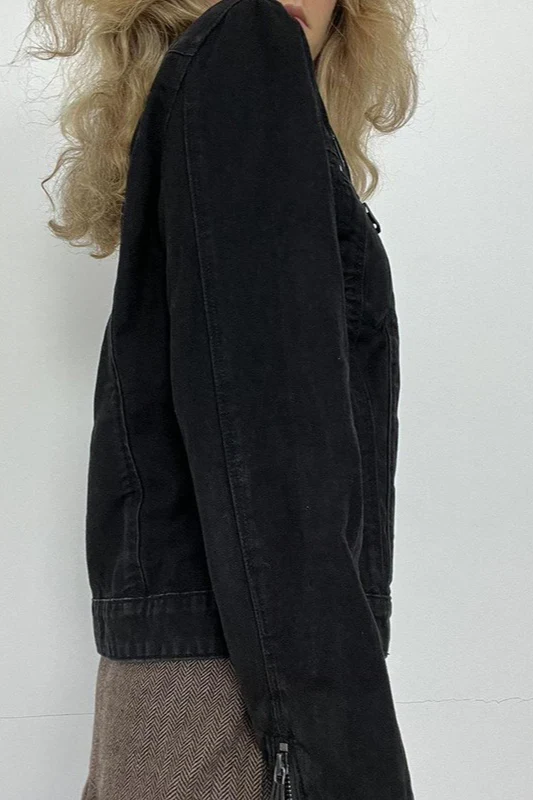 Black Washed Denim Jacket - Image 5