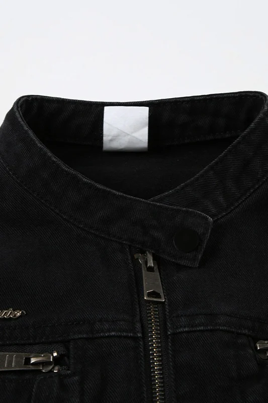 Black Washed Denim Jacket - Image 7