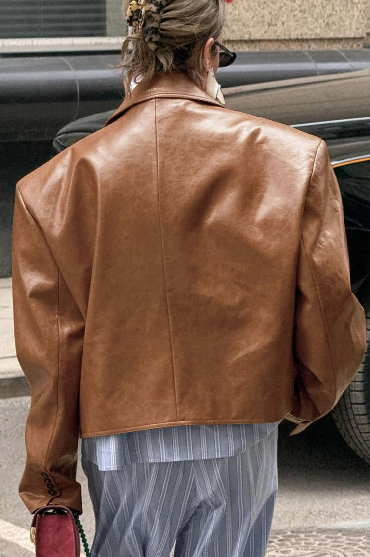 Blazer Style PU Leather Jacket - Image 3