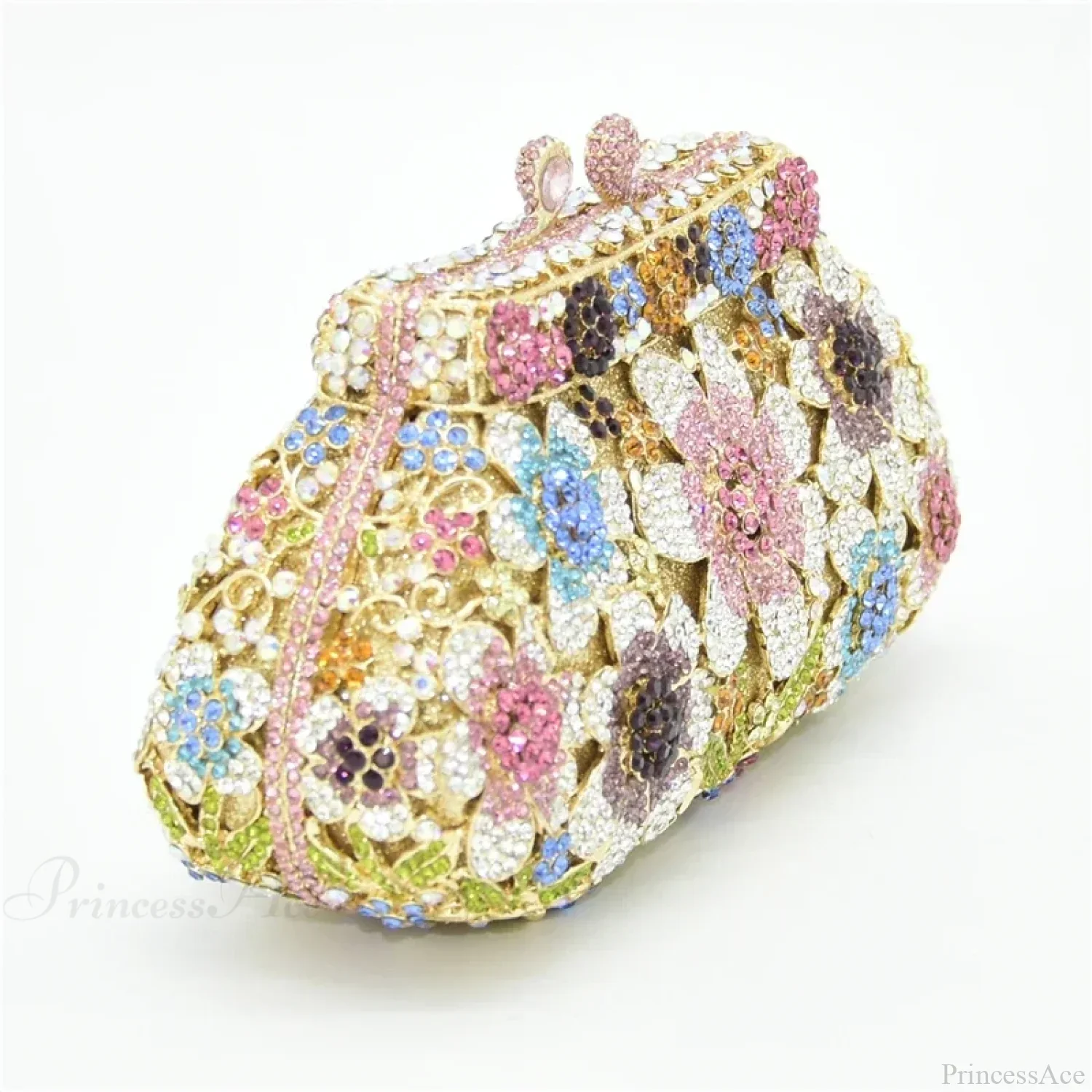 Bling Crystal Bridal Wedding Flower Diamond Clutch Bag - Image 3