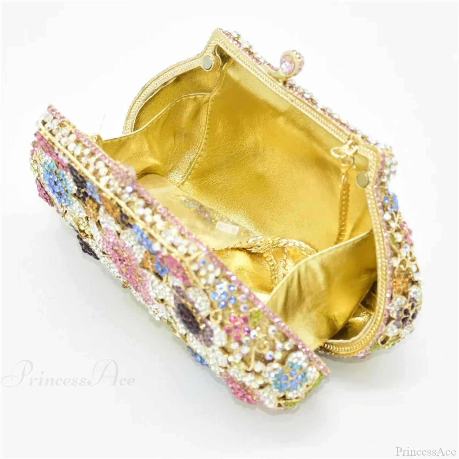 Bling Crystal Bridal Wedding Flower Diamond Clutch Bag - Image 4