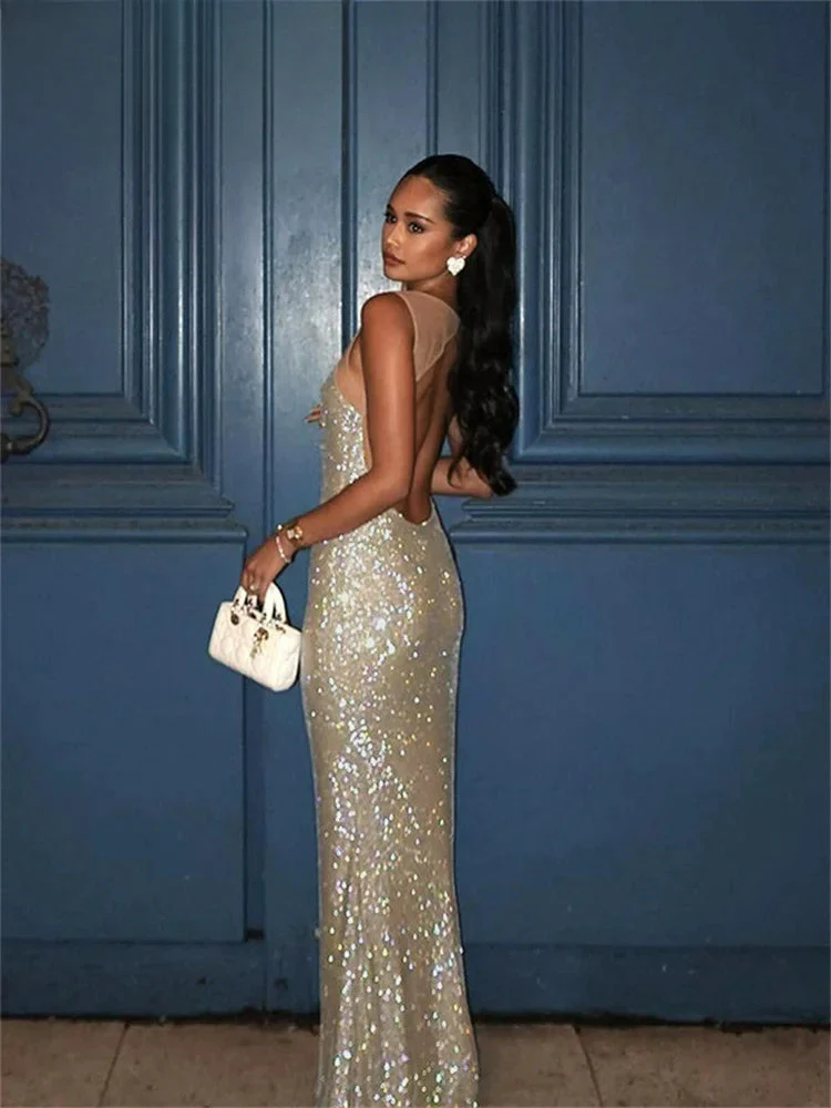 Bling Glitter Sequins Maxi Party Dress - Image 4