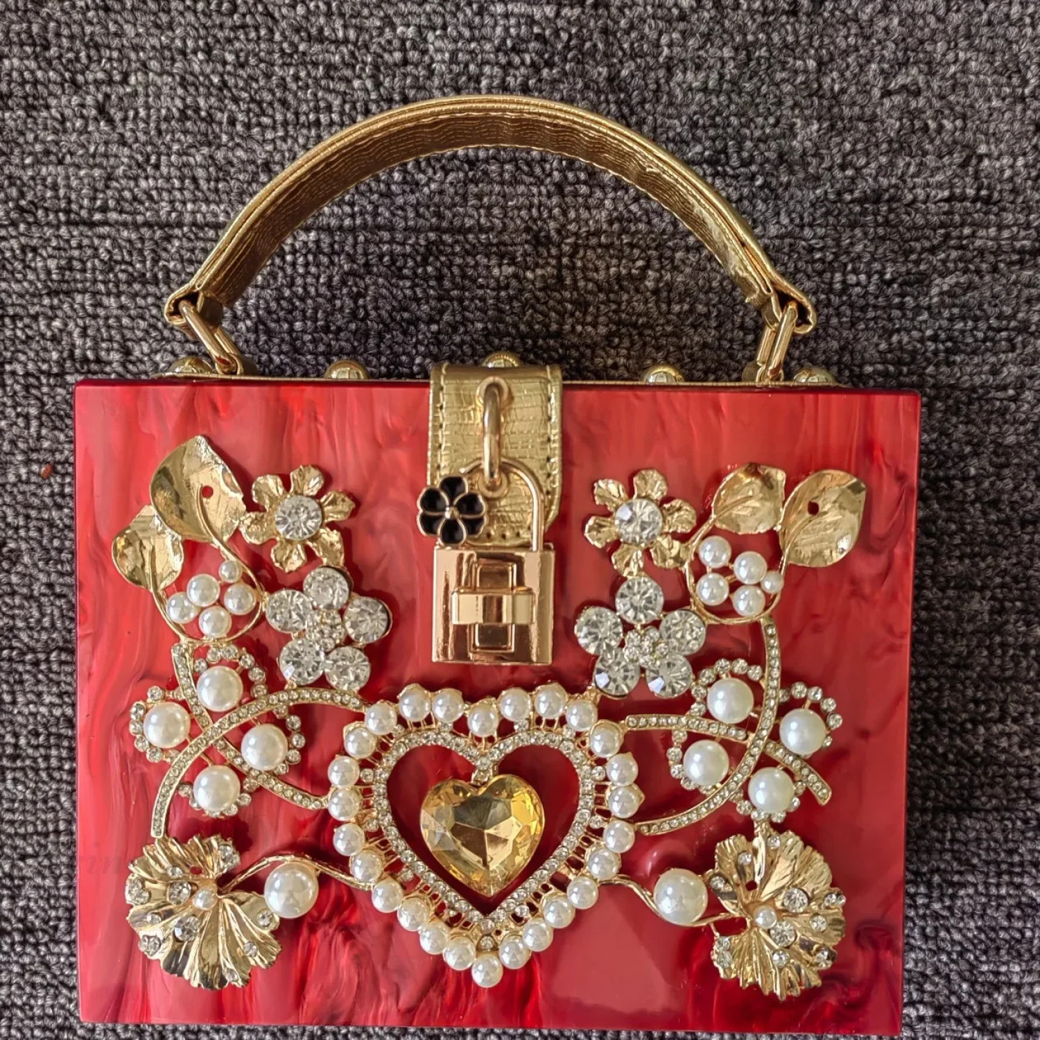 Bling Sequined Heart Evening Clutch Bag - Image 5