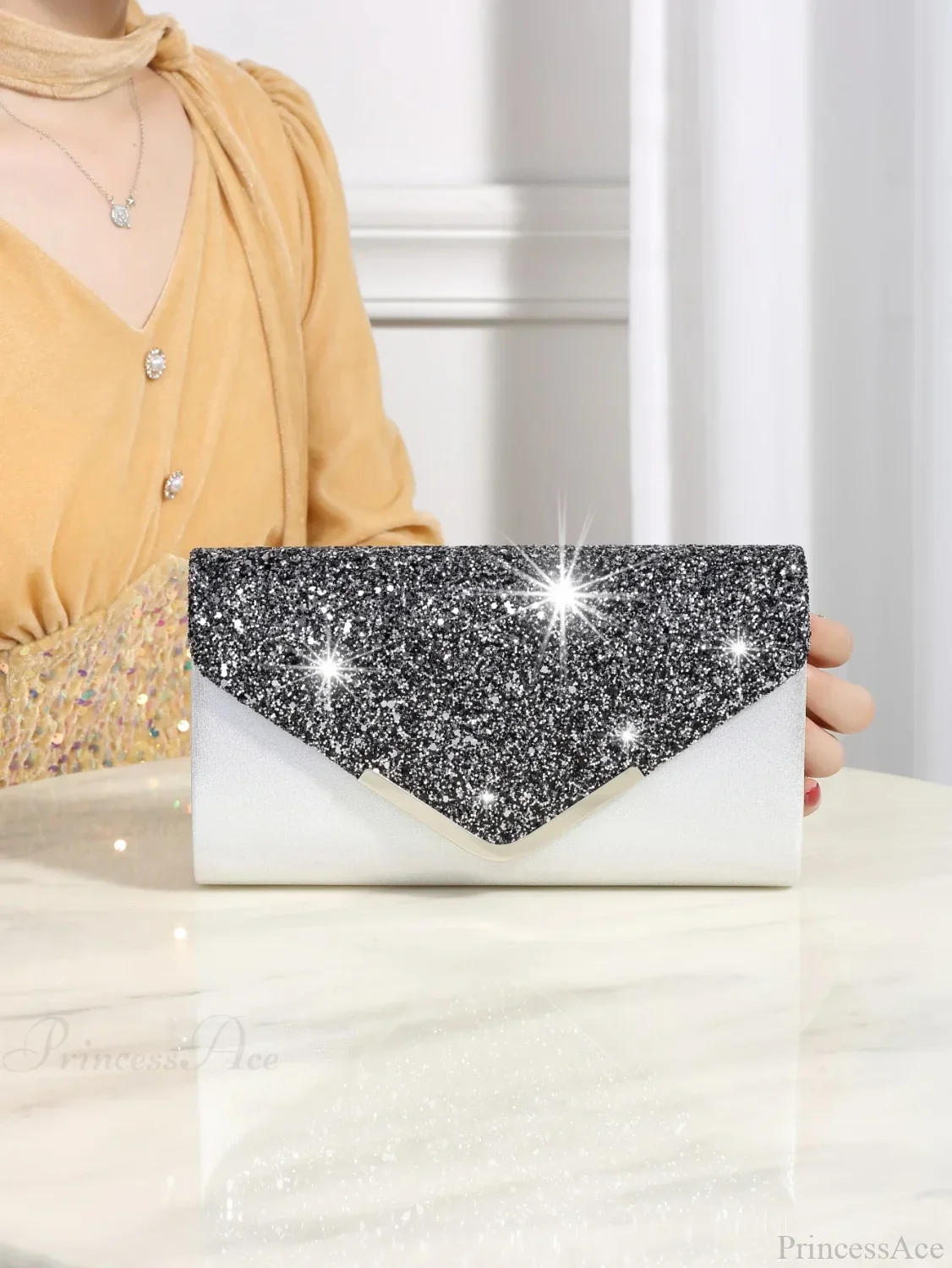 Bling Shiny Elegant Envelope Clutch Party Wedding Bag - Image 9