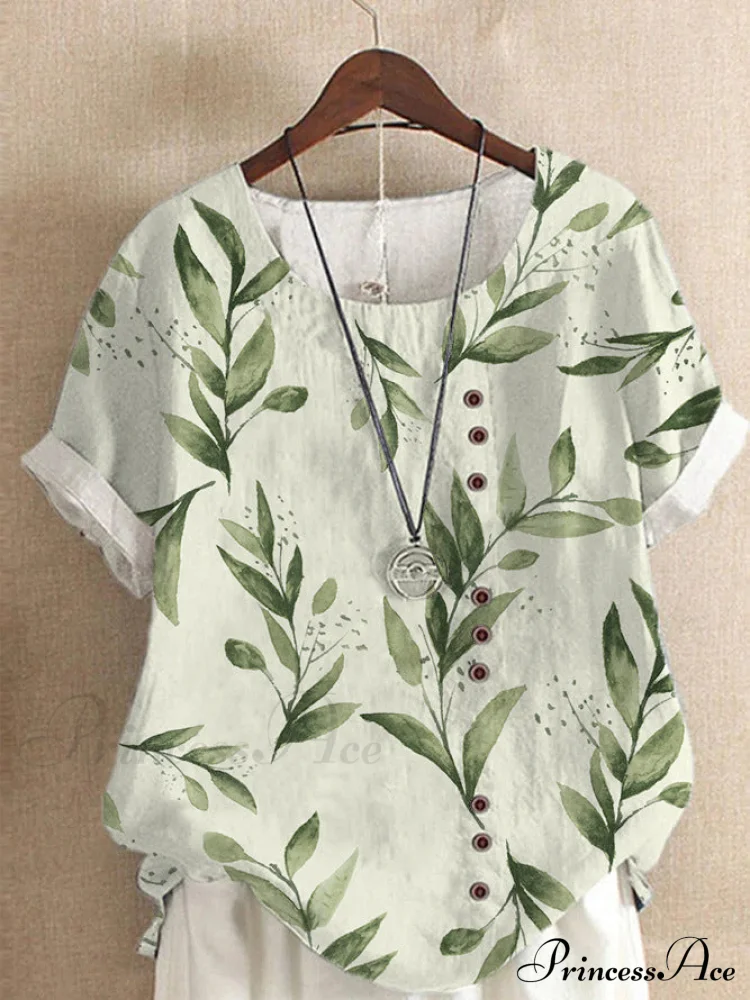 Blouse Casual for Fashion Loose Patterned Short-sleeved Retro Blouse Summer - Image 30