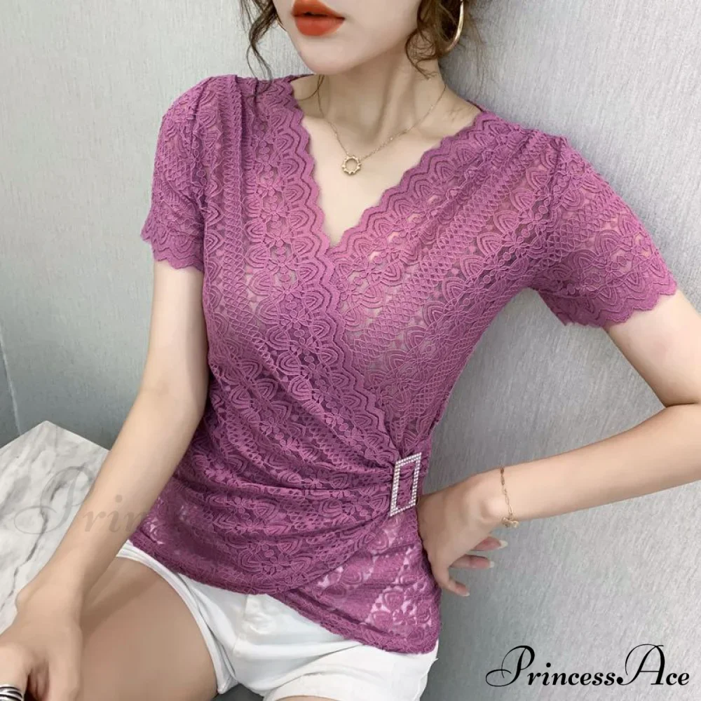 Blouse Lace Hollow Tops Size Blouse Out Plus Sexy Warm-Season V-Neck 5XL Women Arm Brief Blusas - Image 10