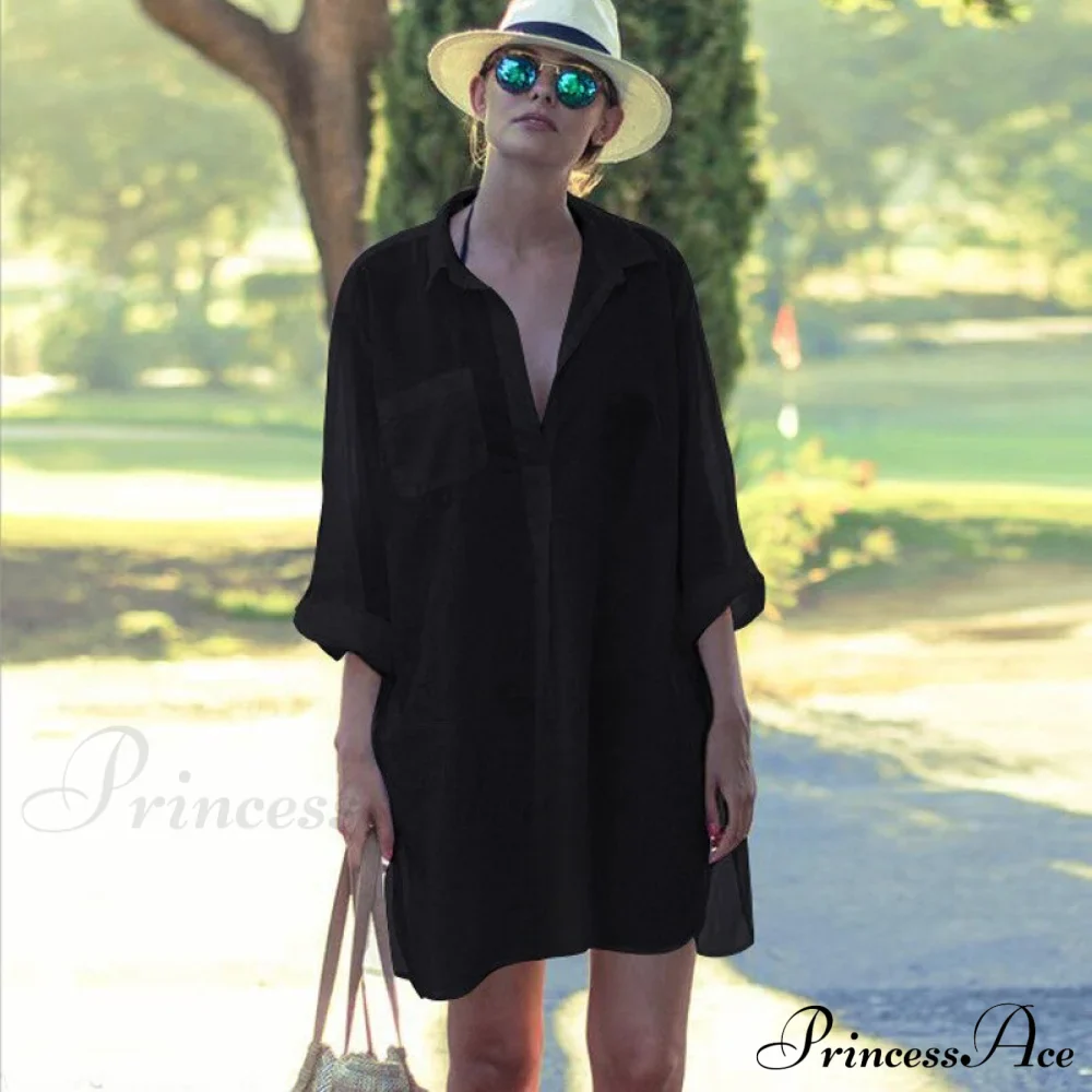 Blouse - Long Cotton Arm Kimono Woman's Coastal Blouse White Casual Cover Up - Image 3