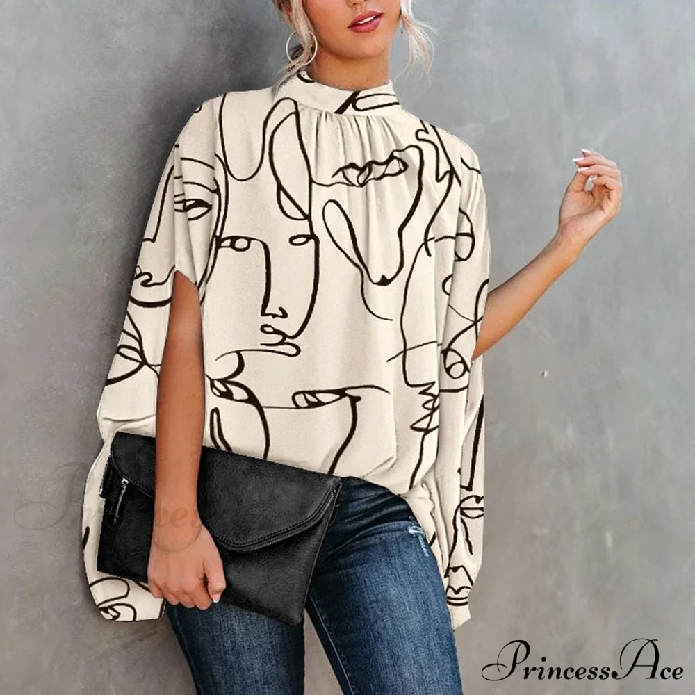 Blouse Loose Blouse Top Femme Arm Casual Design Women Warm-Season Fashion Brief Elegant