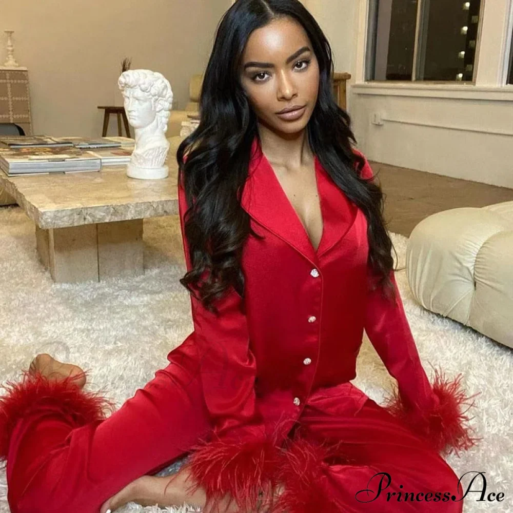 Feather Top Casual Tracksuit Set - Image 3