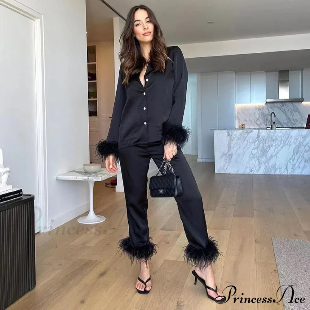 Feather Top Casual Tracksuit Set - Image 4