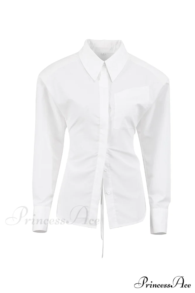 Blouse White Arm Shoulder Long Backless with Up Lace Pads - Image 10