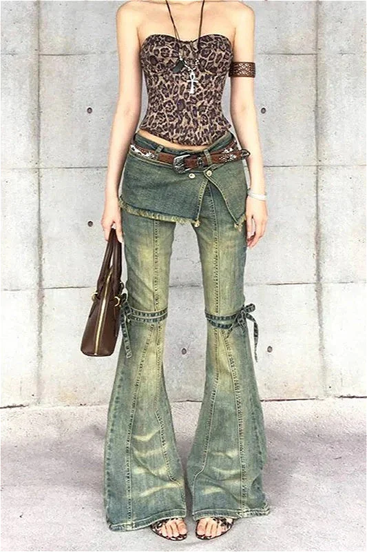 Blue Baggy High Waist Cargo Jeans - Image 2