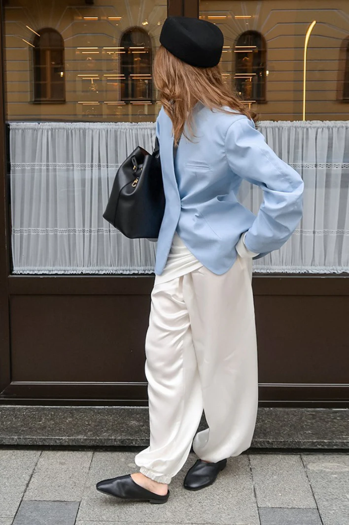 Blue Casual Loose Long Sleeve Blazer - Image 3