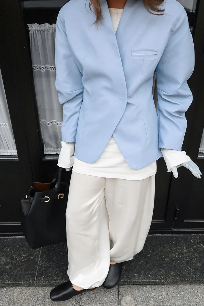 Blue Casual Loose Long Sleeve Blazer - Image 4