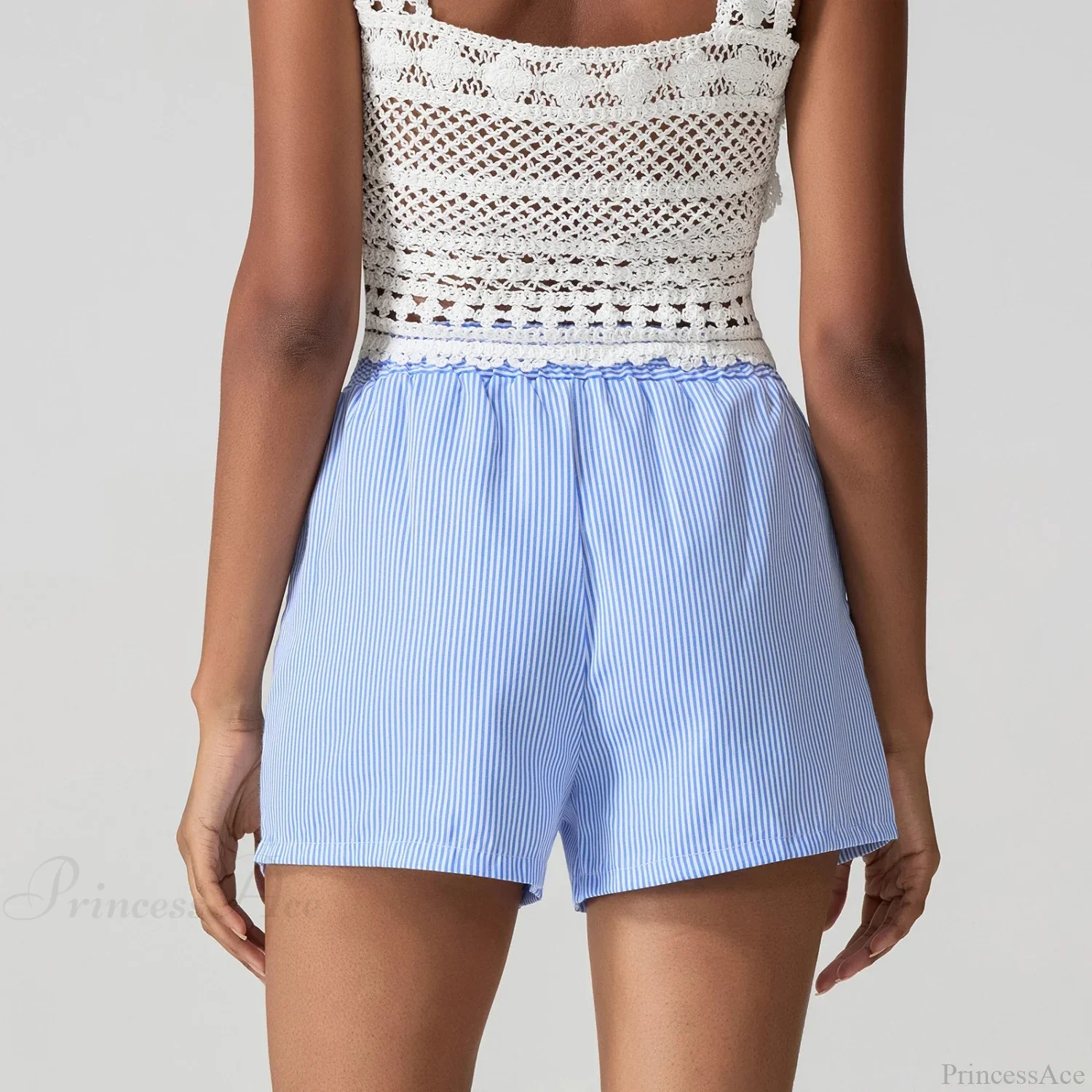 Blue Striped Loose Wide Leg Short - Image 4