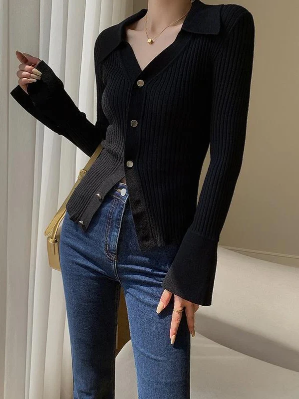 Blue V-Neck Knit Cardigan - Image 5