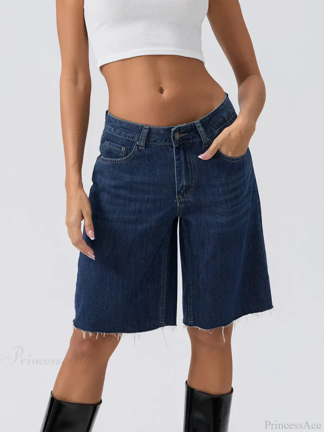 Blue Wide-Leg Denim Short - Image 2