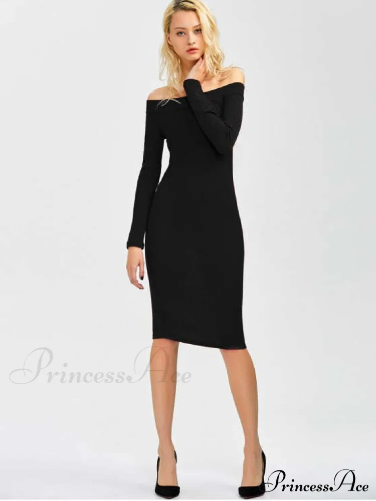 Bodycon Long Shoulder Arm Off Dress
