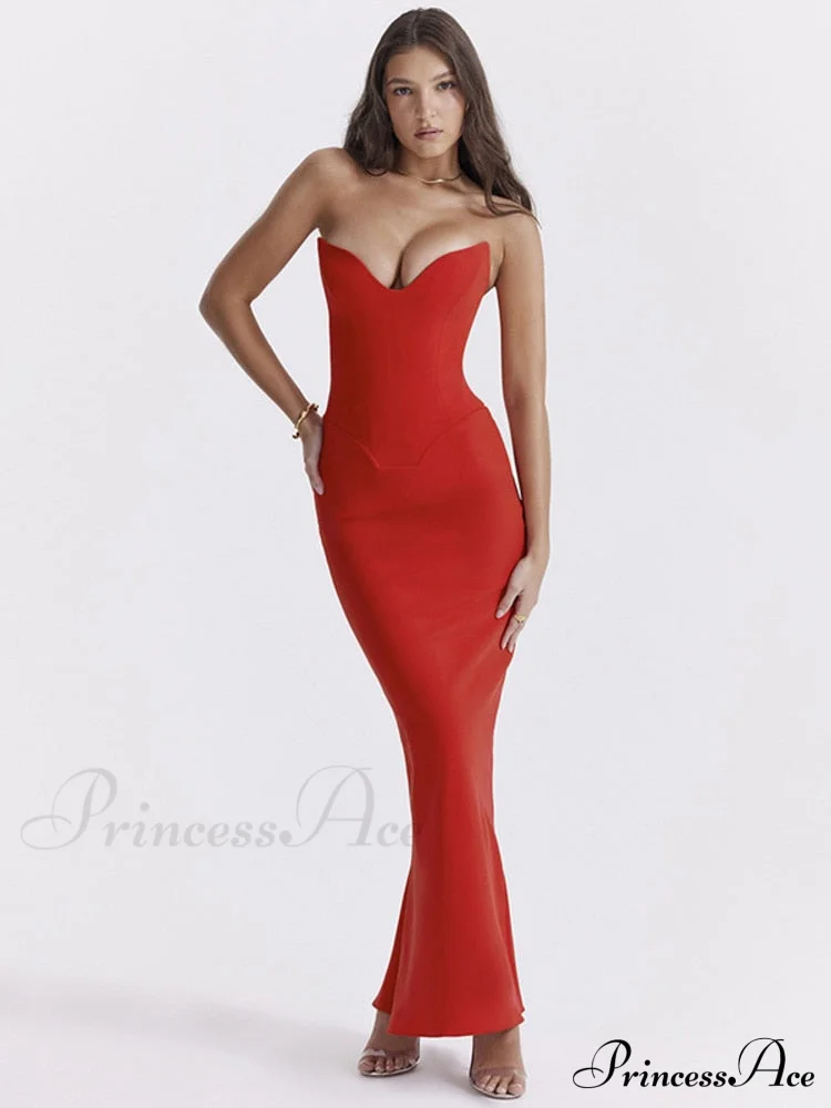Bodycon - Off-Shoulder Fishbone Party Gown Club for Strapless Elegant Full-Length Women Night Gown - Image 4
