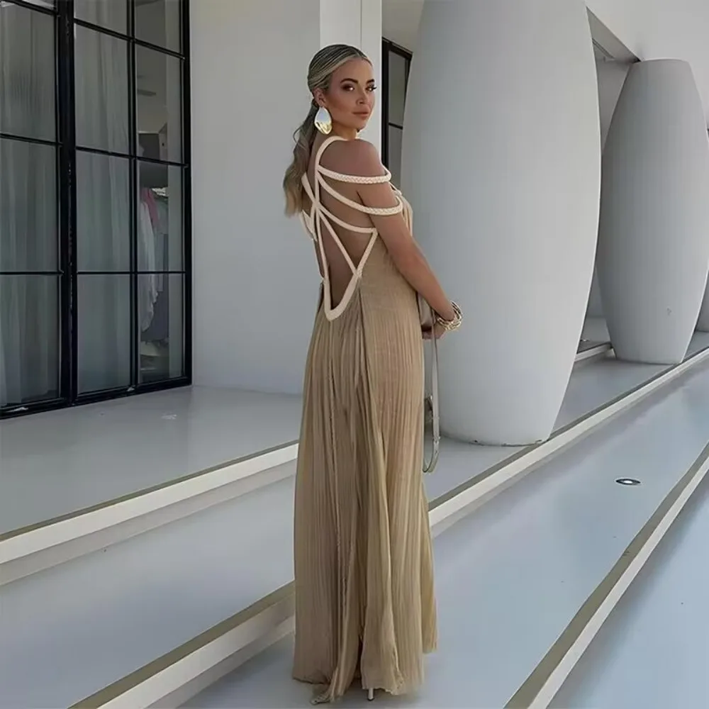 Bohemia Holiday Dress Elegant Solid Casual Loose Long Dresses Summer Party Dress - Image 6