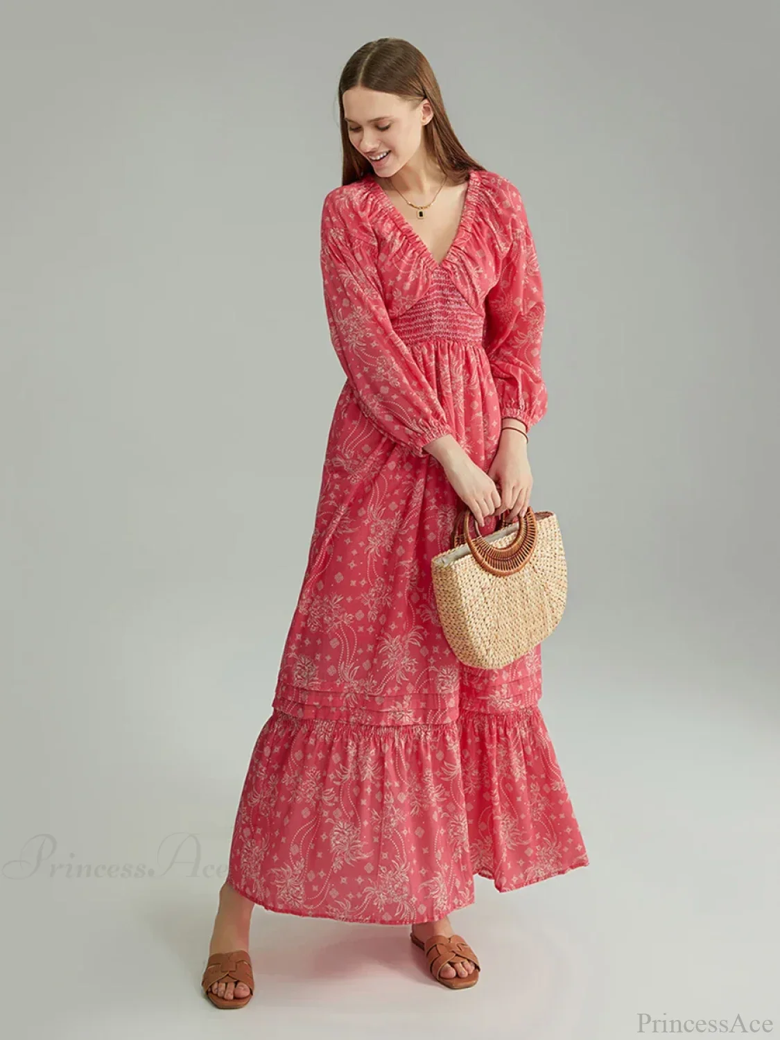 Bohemian Floral Print Puff Sleeve Swing Floral Dress - Image 11
